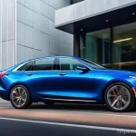 지엠 캐딜락 CT4와 메르세데스 C클래스 비교 - **Prompt for Cadillac CT4:**
    "A sleek, low-angle shot of a Cadillac CT4 in a vibrant, modern cit...