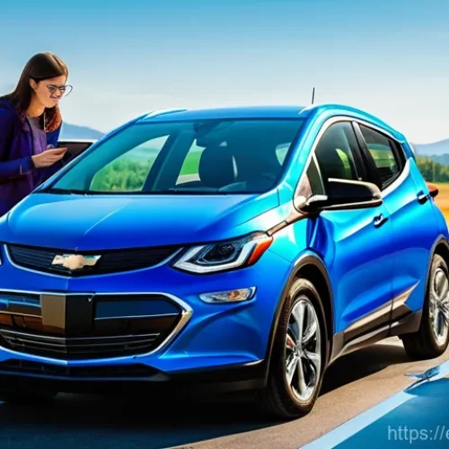 지엠 쉐보레 볼트 EUV 충전 시간 - **Home Level 2 Charging Convenience:** A modern, brightly lit garage at dawn. A silver Chevrolet Bol...