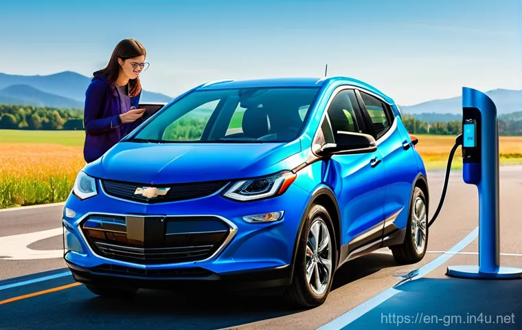 지엠 쉐보레 볼트 EUV 충전 시간 - **Home Level 2 Charging Convenience:** A modern, brightly lit garage at dawn. A silver Chevrolet Bol...